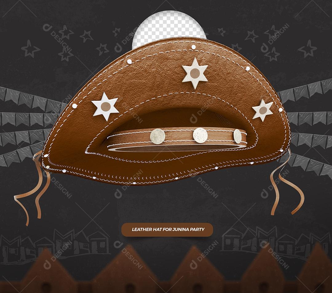 Chapéu Nordestino de São João Elemento 3D Para Composição PSD