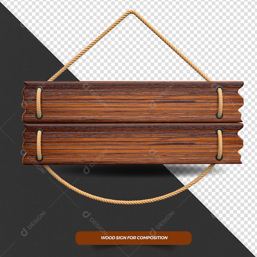 Placa de Madeira de São João Elemento 3D Para Composição PSD