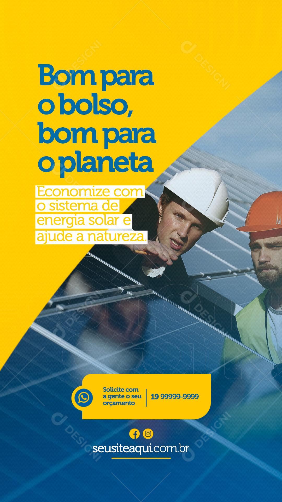 Story Bom para o bolso para o Planeta Energia Solar Social Media PSD Editável