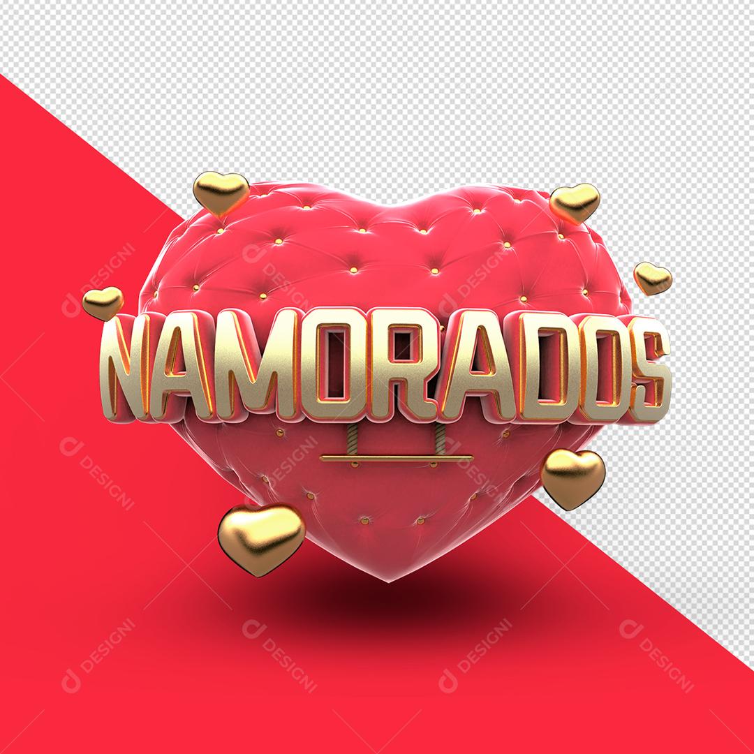 Namorados Selo 3D para Composição PSD