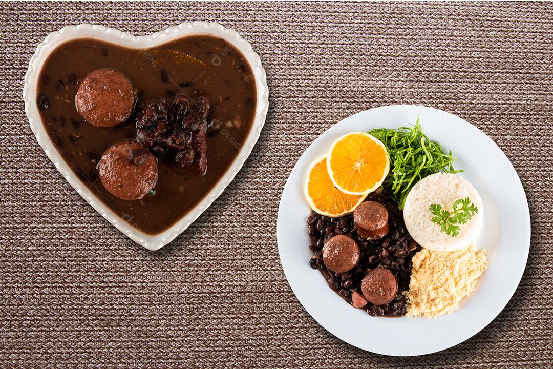 feijoada brasileira. Comida tradicional brasileira. vista do topo