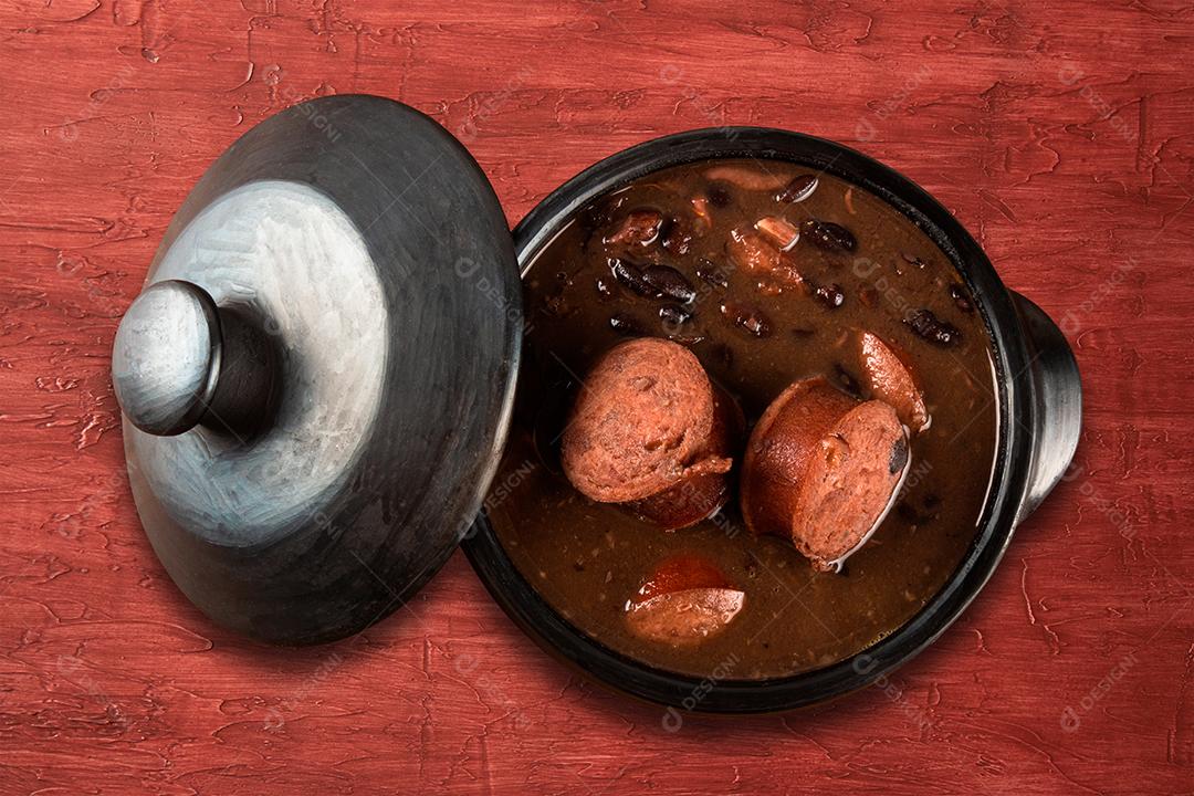 feijoada brasileira. Comida tradicional brasileira. vista do topo