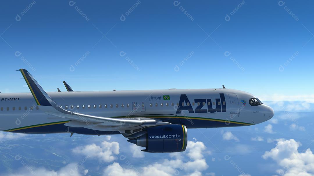 AirBus A320 Neo Azul Airlines voando sobre as nuvens, 2 de junho de 2022, São Paulo, Brasil.