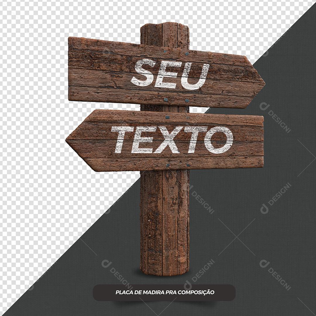 Elemento 3D Placa de Madeira de São João Para Composição PSD