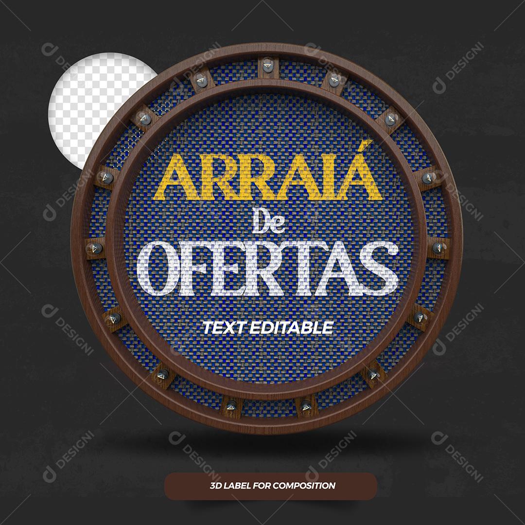 Elemento 3D Arraiá de Ofertas para Composição PSD