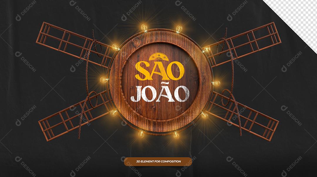 Elemento 3D São João Para Composição PSD