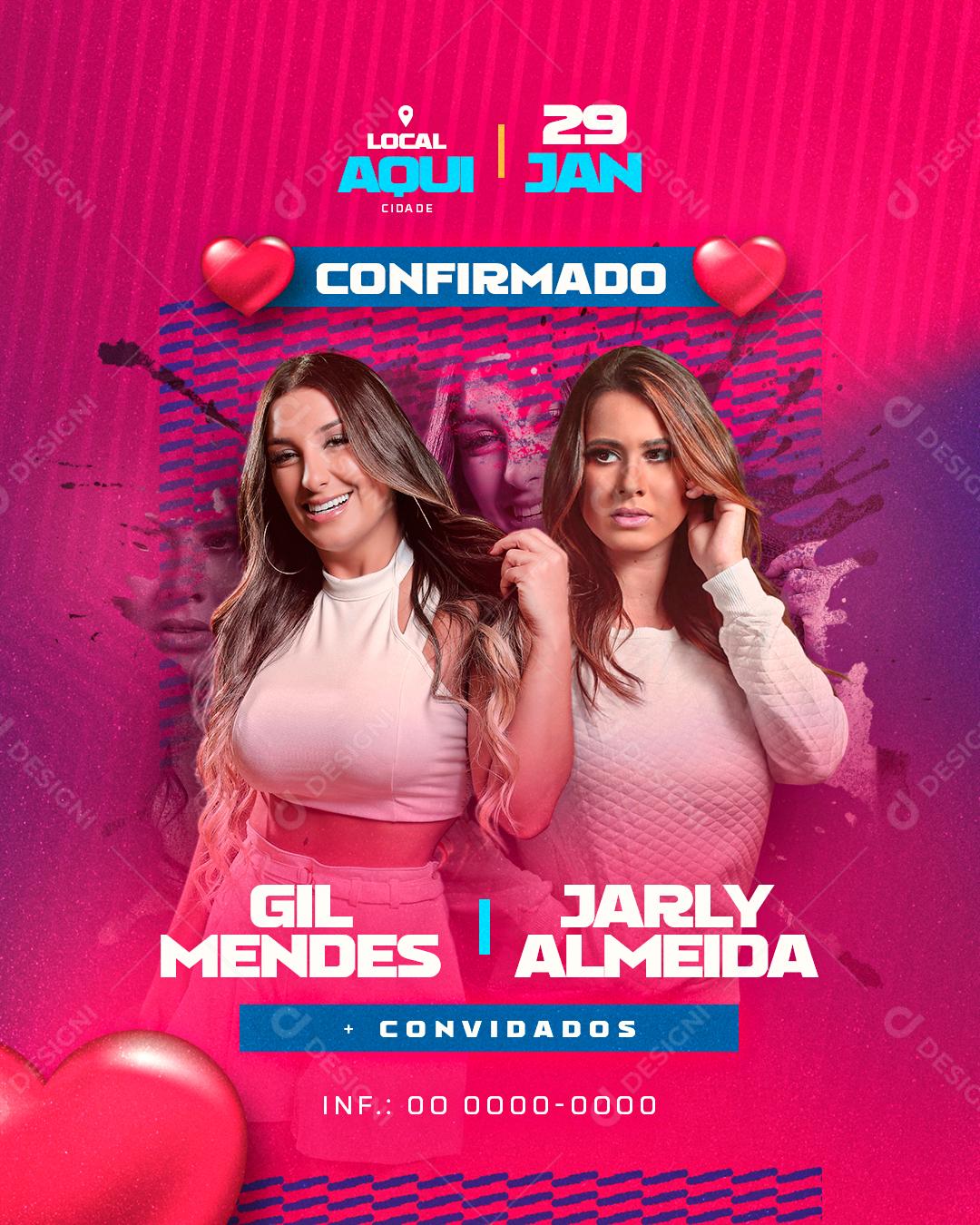 Flyer Story Show Eventos GIl Mendes e Jarly Almeida Social Media PSD Editável