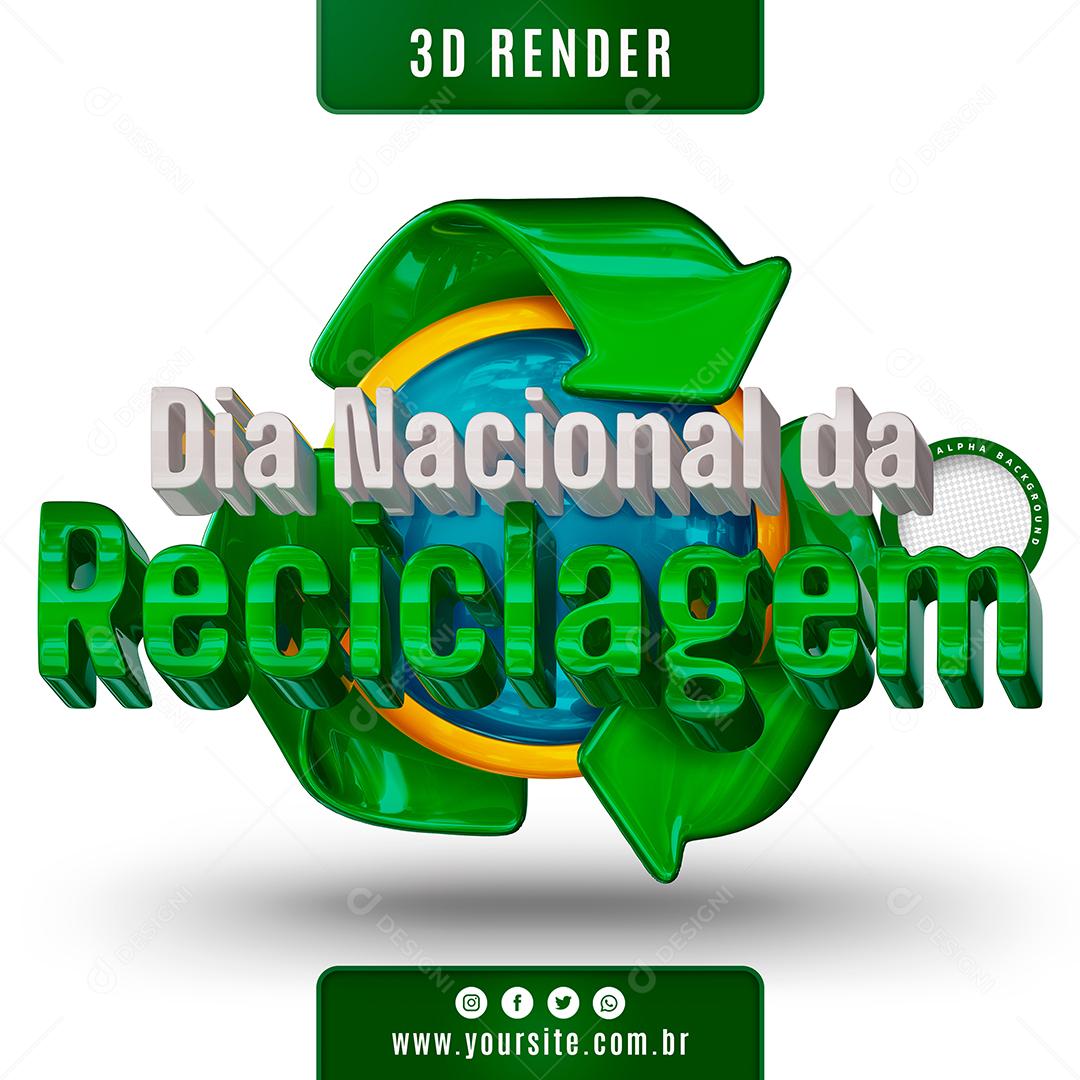 Dia Nacional da Reciclagem Selo 3D para Composição PSD