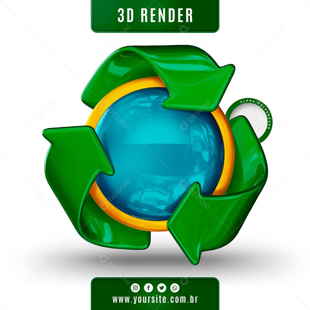 Reciclagem Elemento 3D para Composição PSD