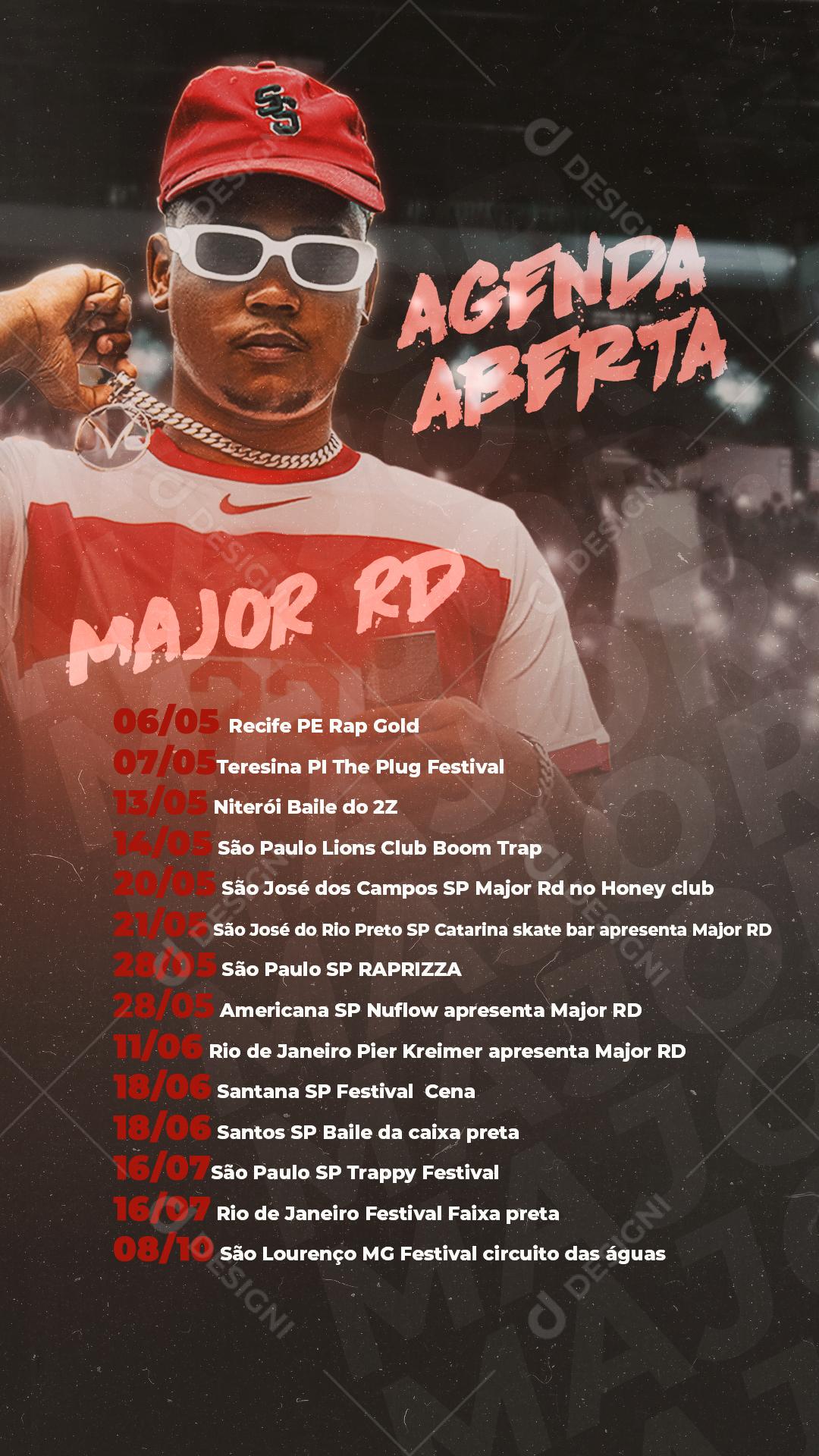 Flyer Story Show Evento Agenda Aberta Major RD Social Media PSD Editável