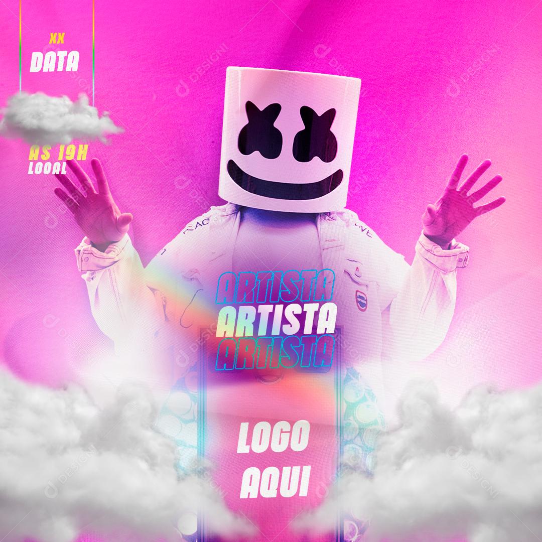 Flyer Show Evento Artista Dj Marshmello Social Media PSD Editável