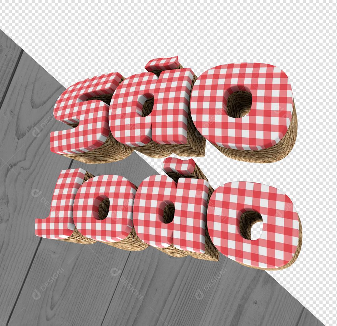 São João Texto 3D Xadrez Vermelho Para Composição PSD