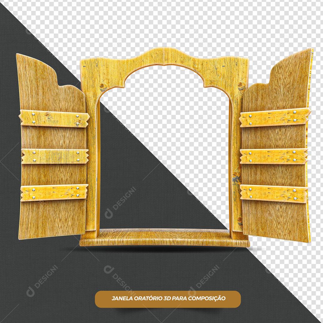Elemento 3D Janela Amarela De Madeira PSD