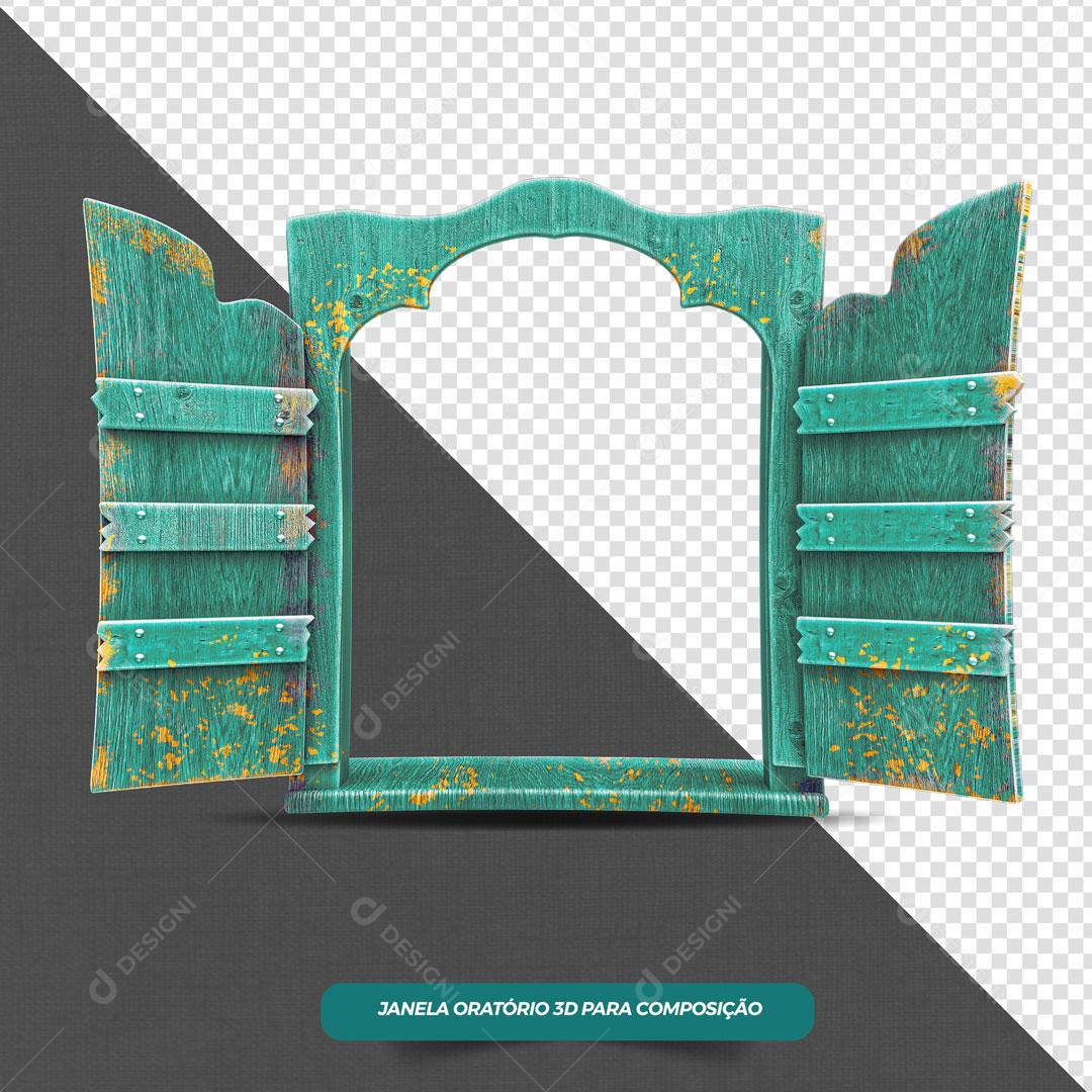 Elemento 3D Janela Verde De Madeira PSD