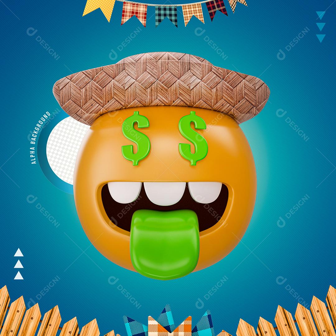 Straw Hat Emoji With Money Eyes Sticking Out Tongue PNG