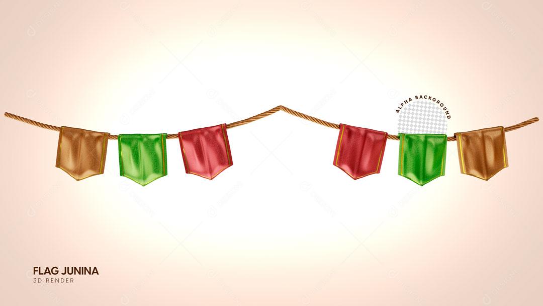 Elementos 3D Varal De Bandeiras Coloridas PSD