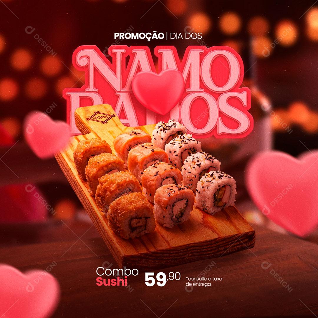 Promoção Dia Dos Namorados Comida Japonesa Combo Shushi Social Media PSD Editável