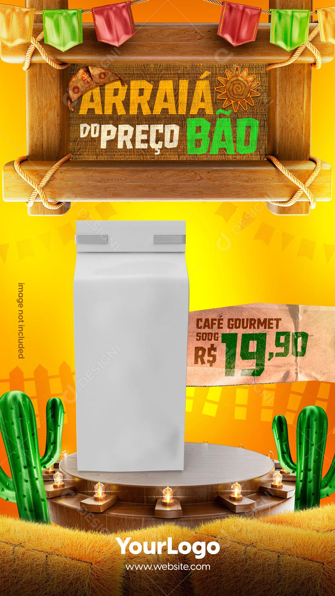 Promoção Arraiá Do Preço Bão Produtos Social  Media PSD Editável