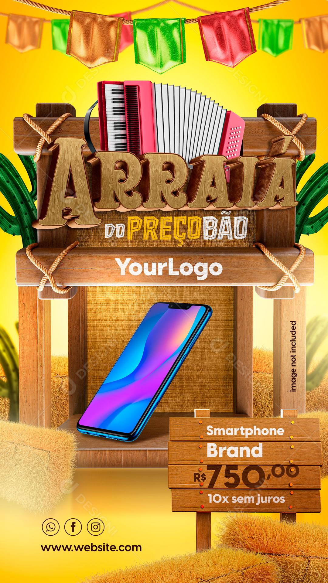 Promoção Arraiá Do Preço Bão Produtos Social  Media PSD Editável