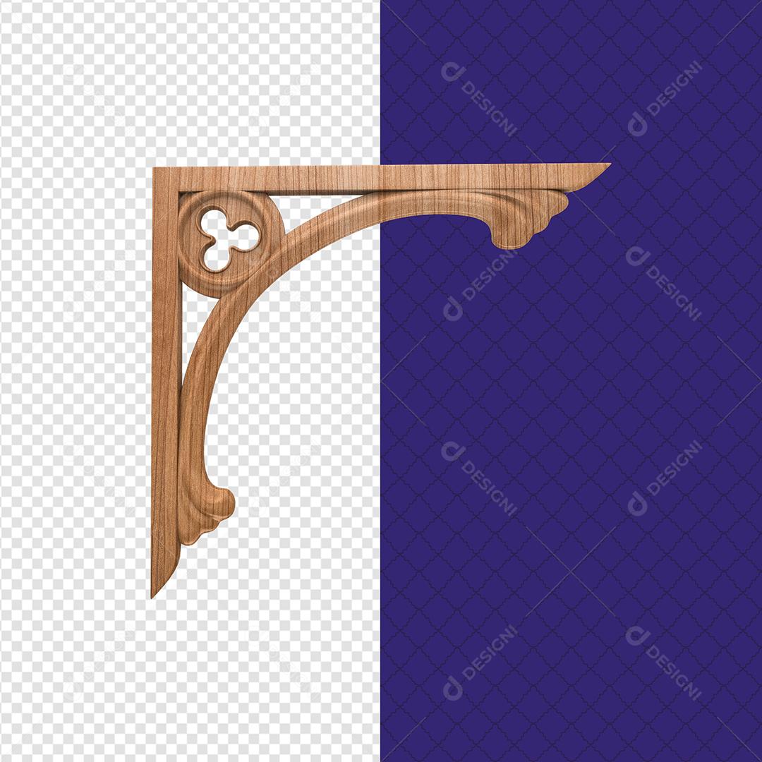 Elemento 3D de Madeira de São João para Composição PSD