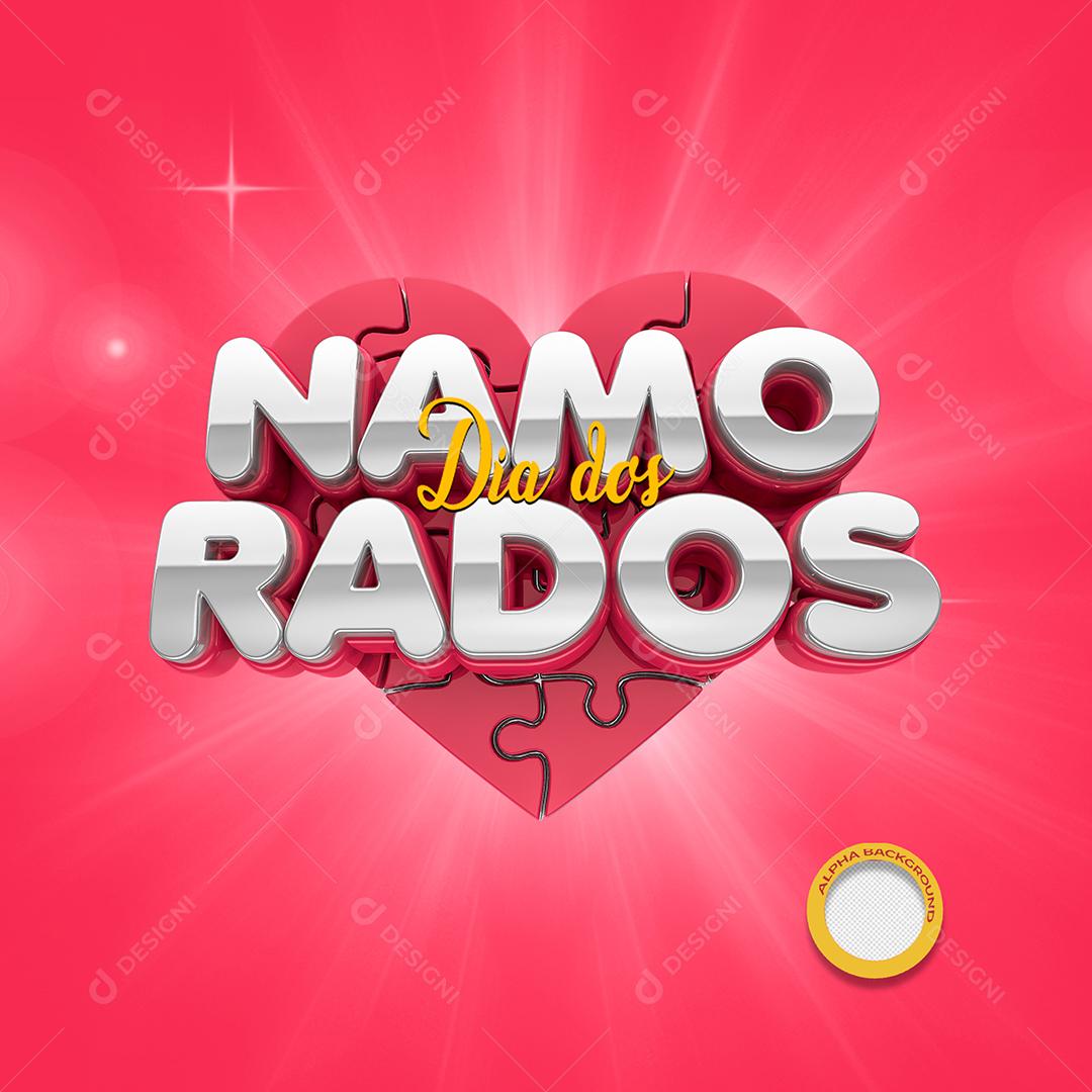 Dia Dos Namorados Selo 3D para Composição PSD