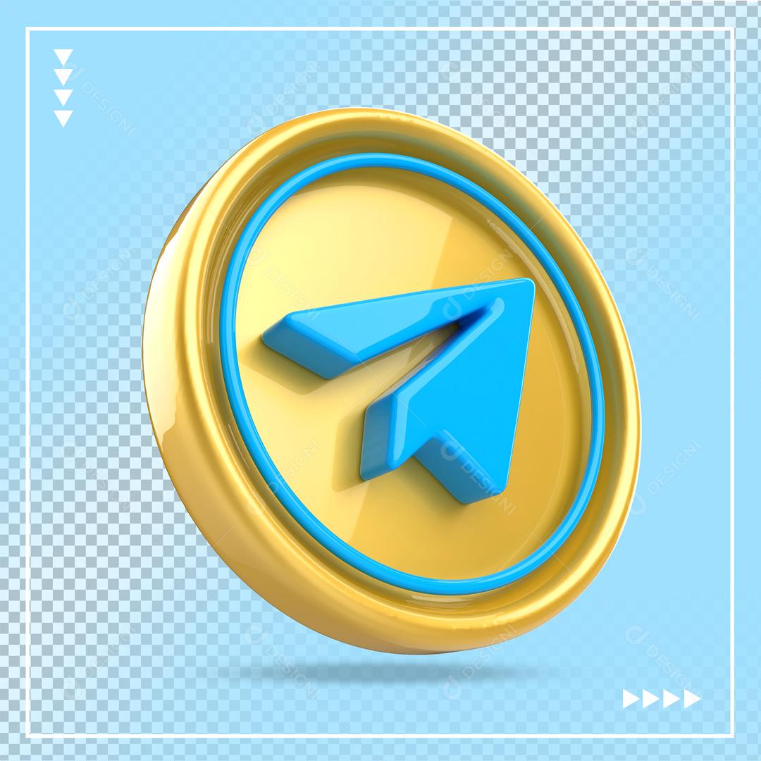 Ícone 3D Telegram Para Composição PSD