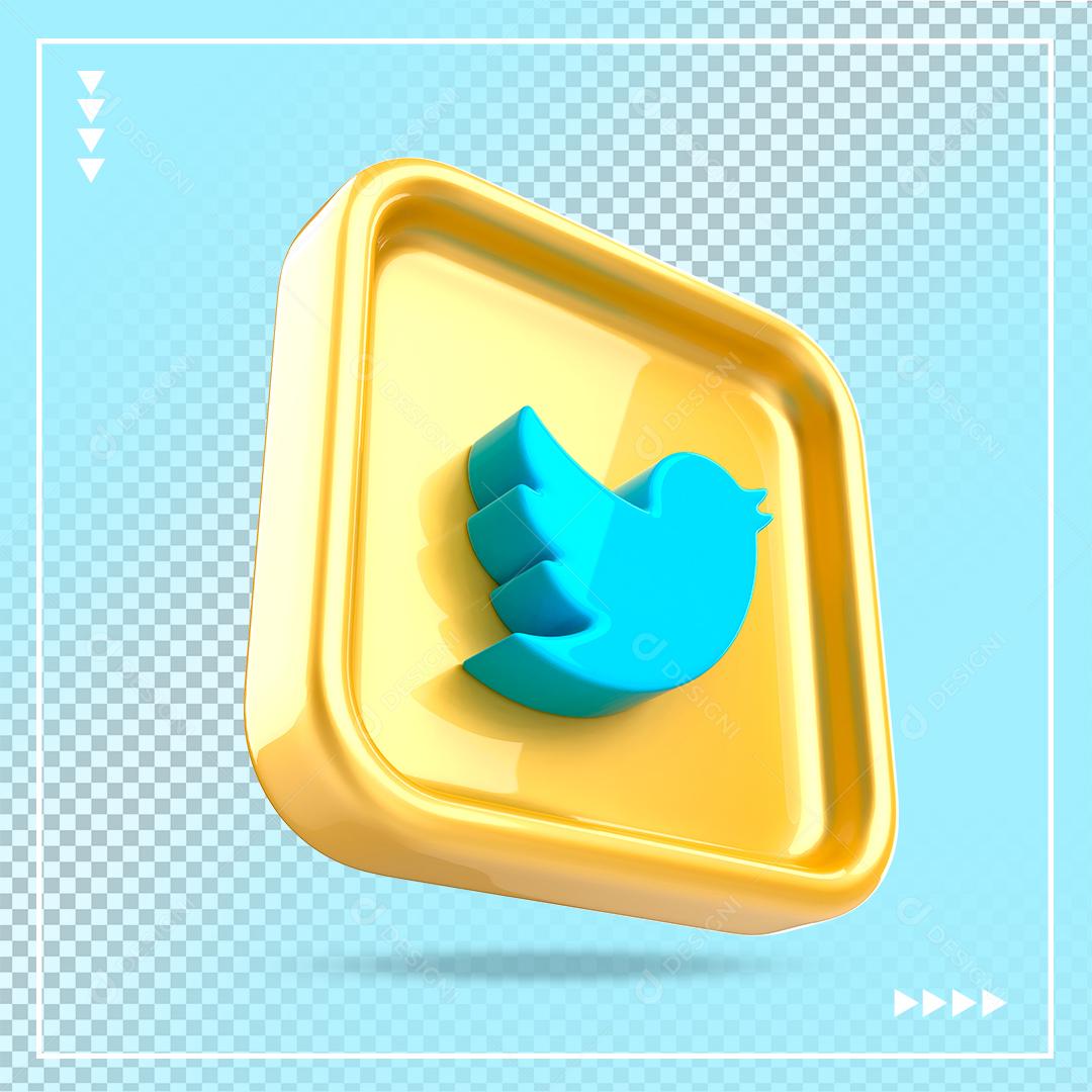 Twitter Elemento 3D Para Composição PSD