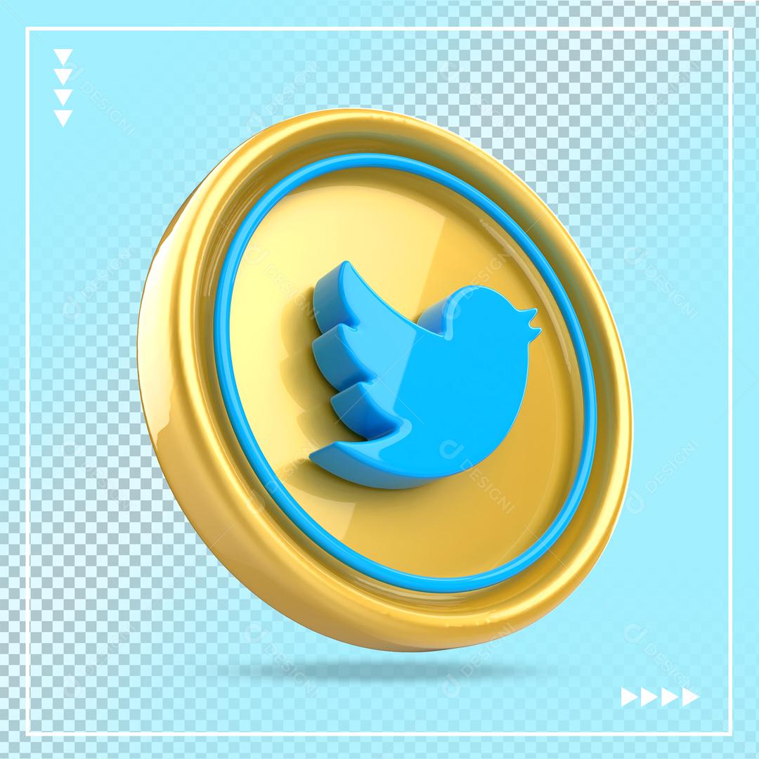 Ícone 3D Twitter Para Composição PSD