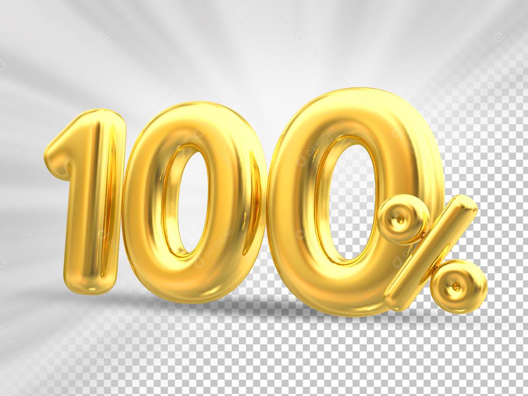 Número 3D 100% Dourado Elemento Para Composição PSD