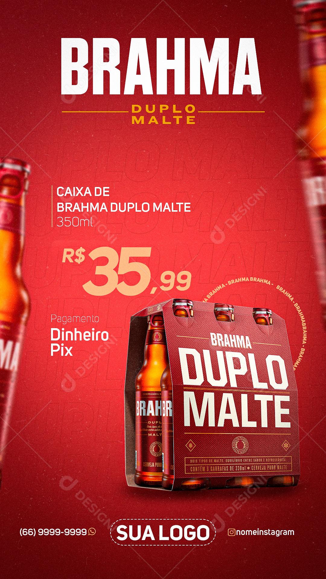 Cerveja Brahma Promoção Caixa Duplo Malte Social Media PSD Editável