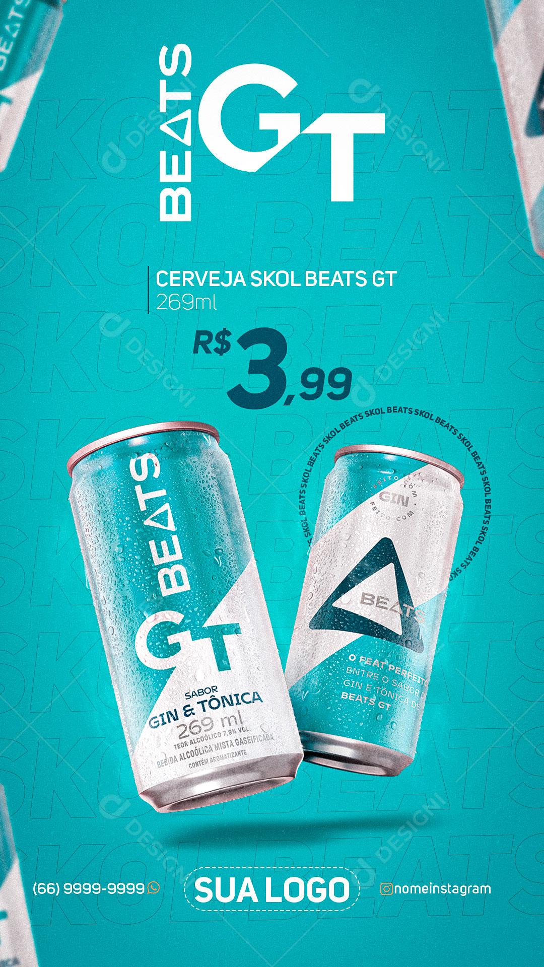 Cerveja Skol Beats GT  Promoção Caixa Social Media PSD Editável