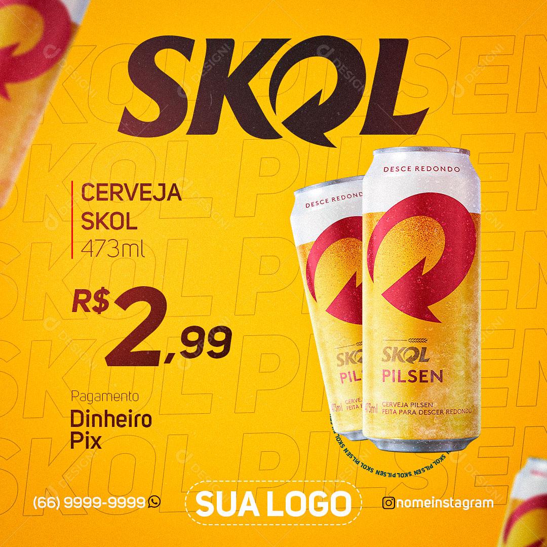 Cerveja Skol  Promoção Caixa Social Media PSD Editável