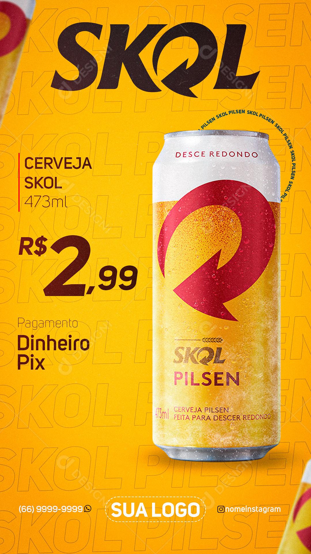 Cerveja Skol  Promoção Caixa Social Media PSD Editável