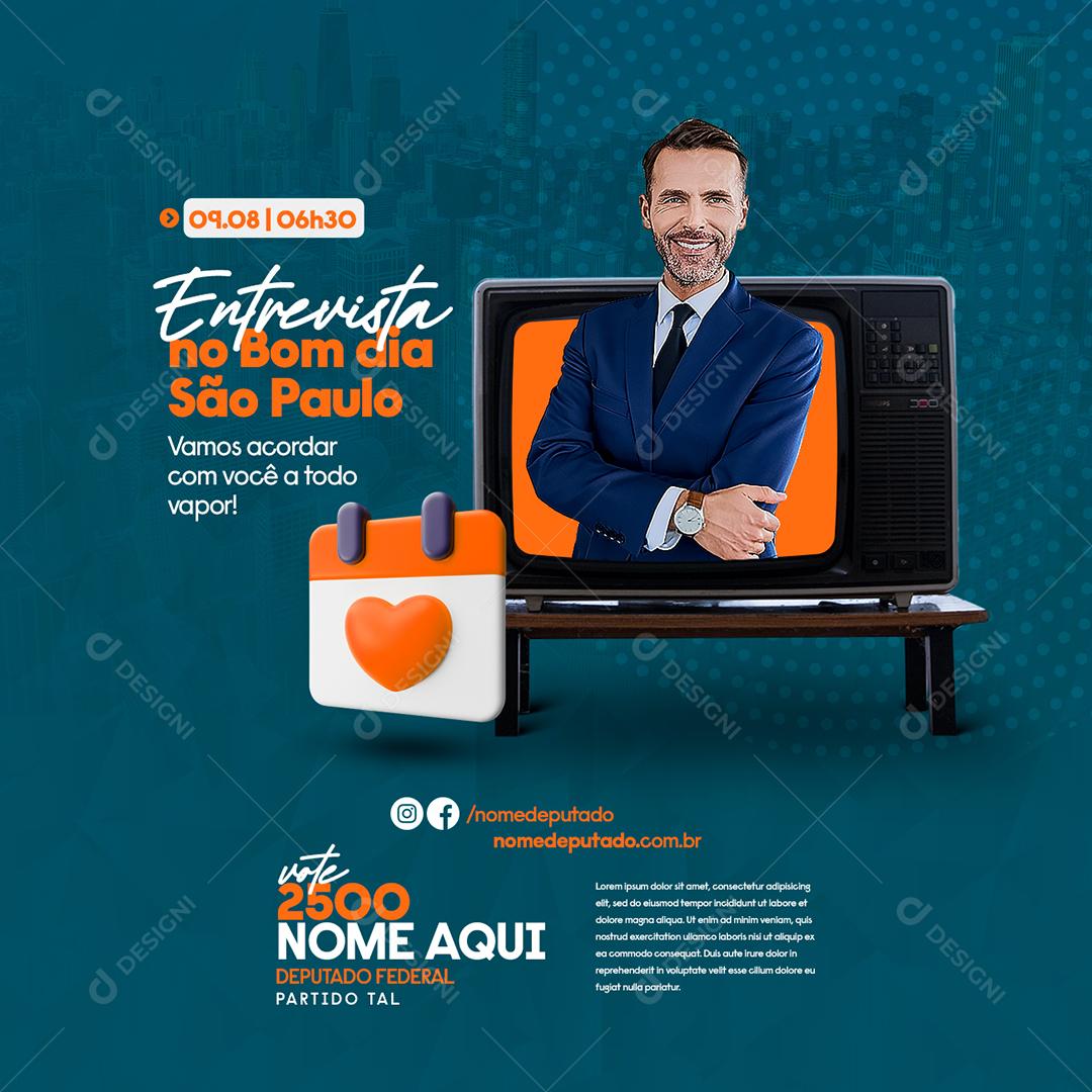 Social Media Entrevista no Bom Dia Política PSD Editável