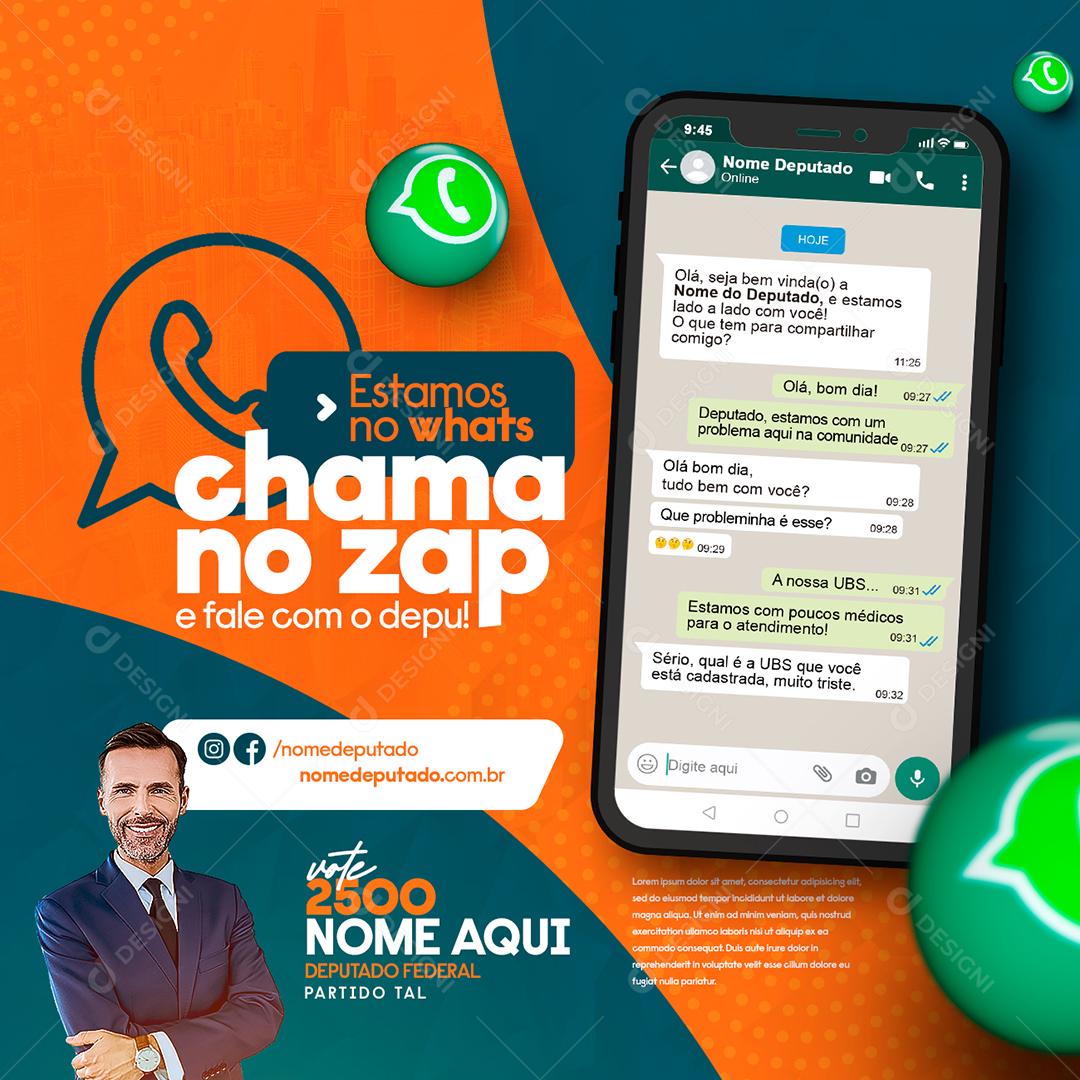 Social Media Estamos no Whats Chama no Zap PSD Editável
