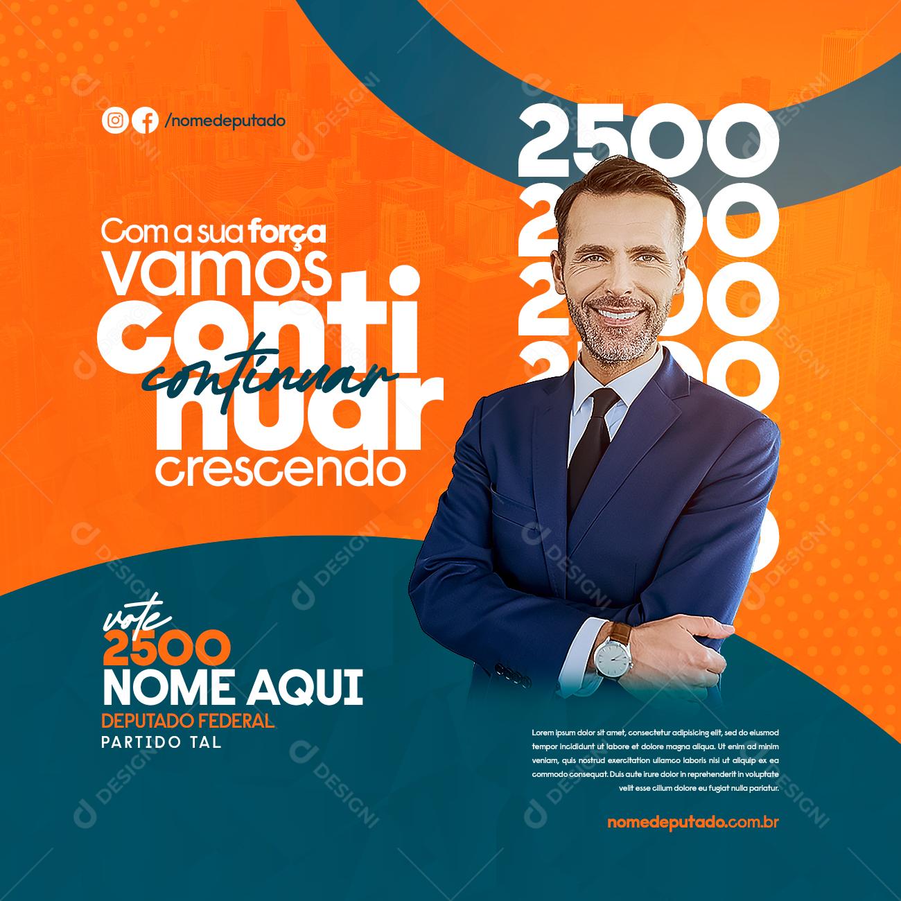 Social Media Com a Sua Força Vamos Política PSD Editável