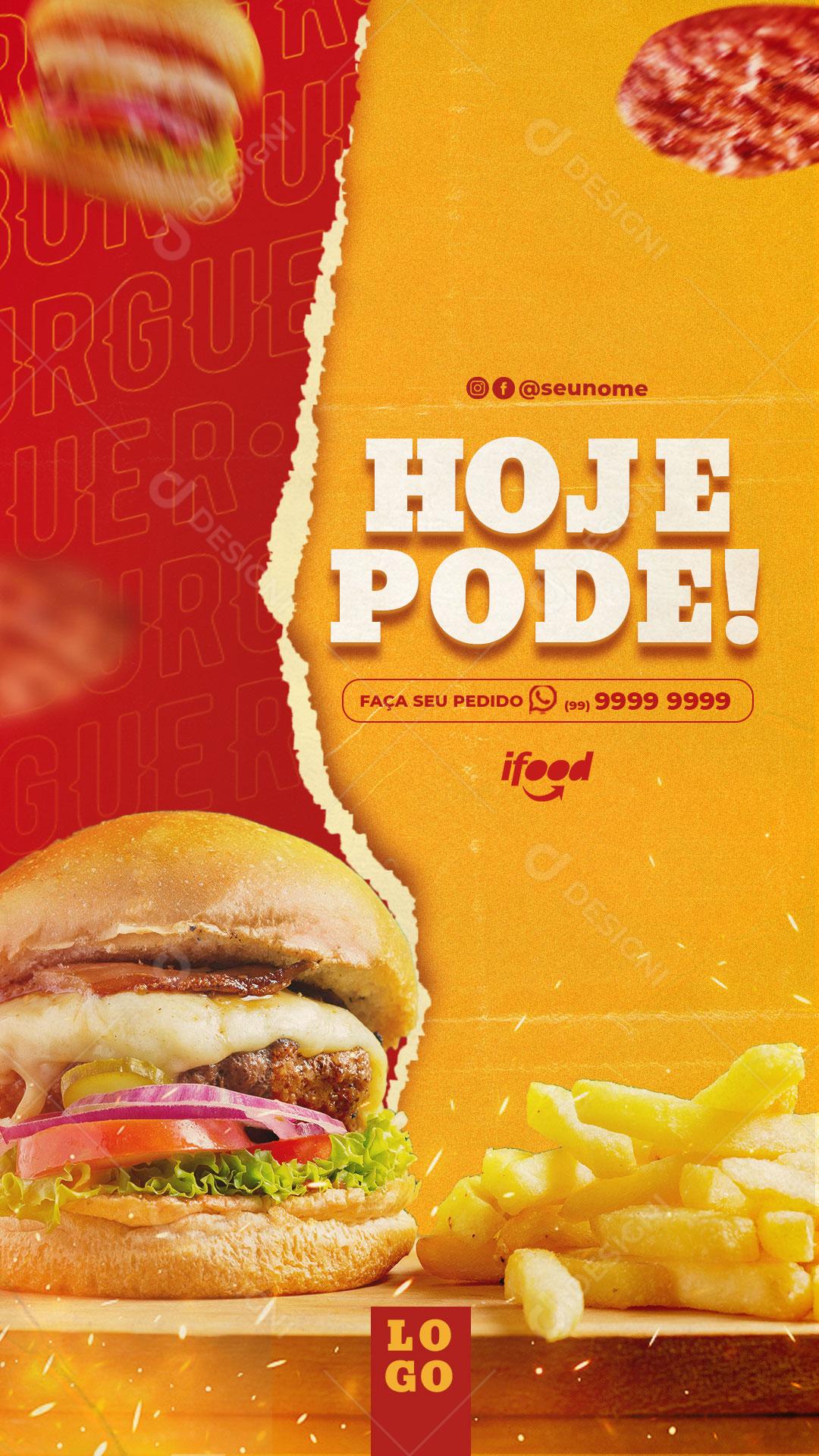 Hoje Pode Peça já o Seu Delicioso Hamburger Social Media PSD Editável