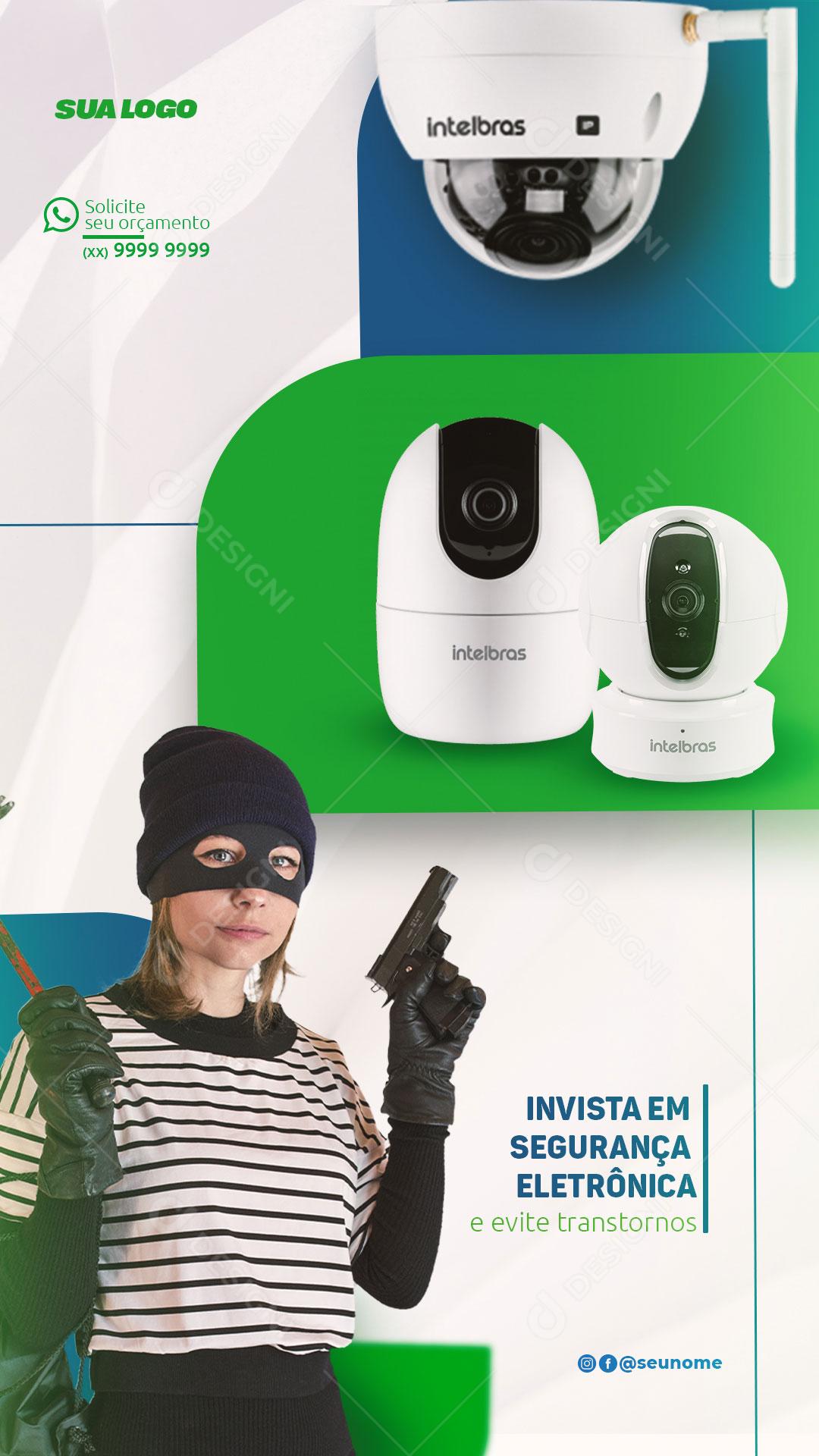 Invista Em Segurança Eletrônica Para Sua Segurança e Da Sua Família Social Media PSD Editável