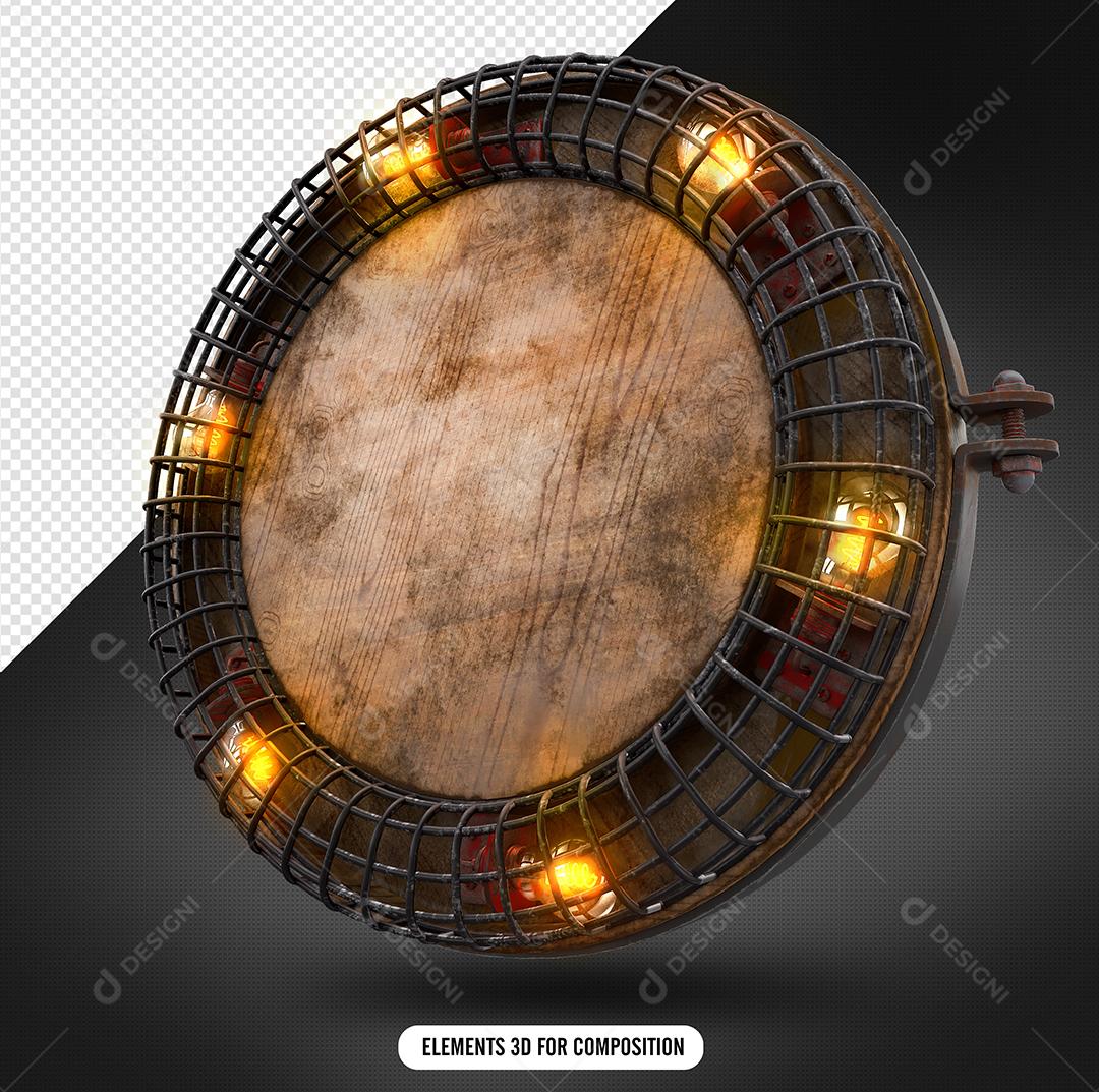 Moldura de Madeira Com Lâmpadas Elemento 3D Para Composição PSD