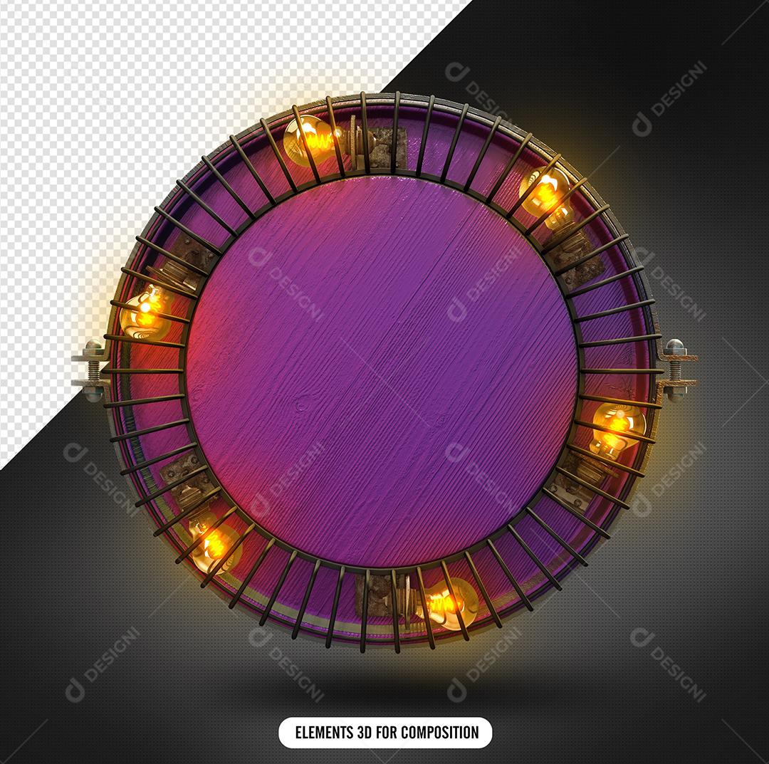 Círculo 3D Roxo Elemento Para Composição PSD