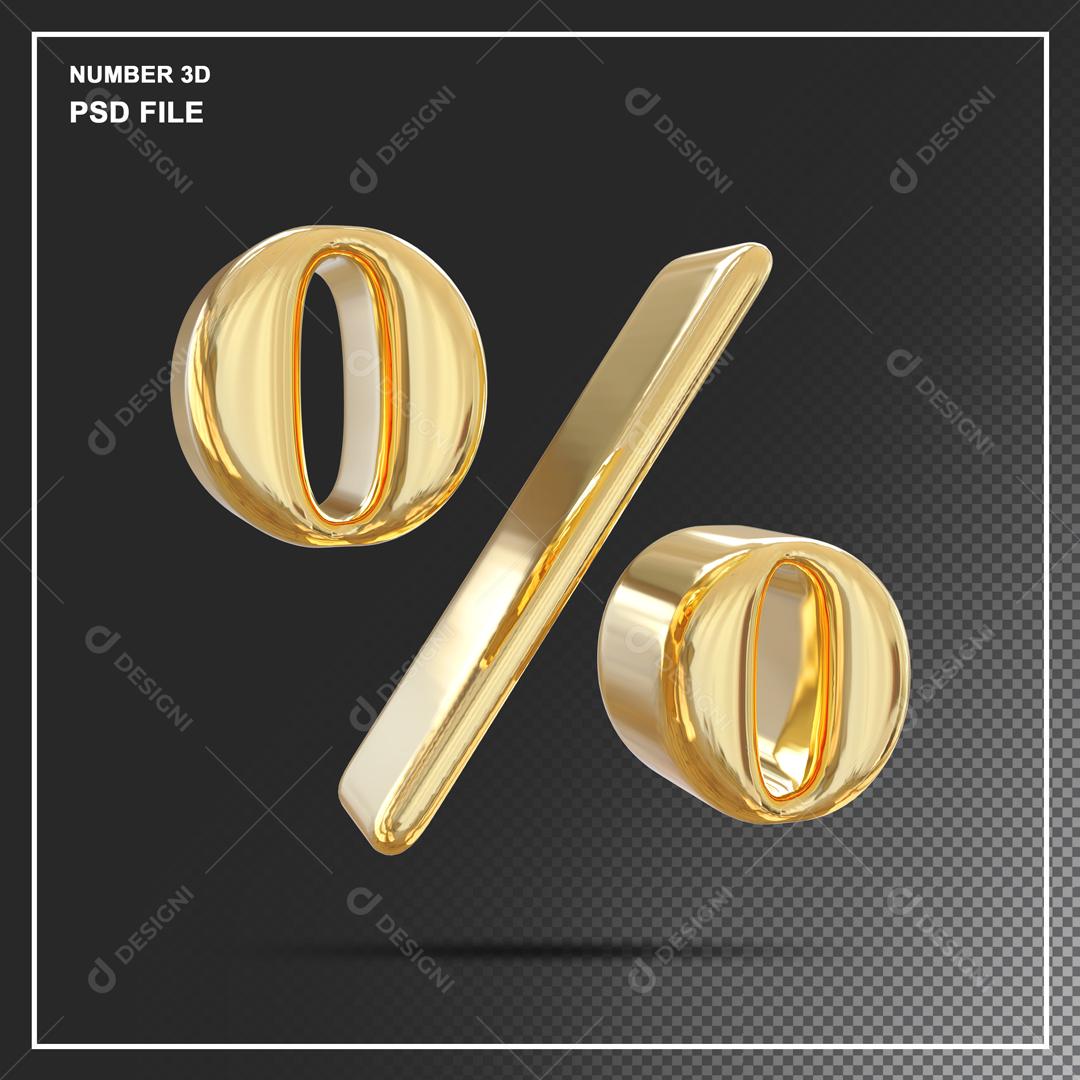 Porcentagem Dourado 3D Para Composição PSD