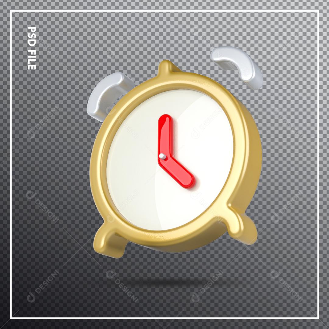 Relógio Dourado 3D Elemento Para Composição PSD