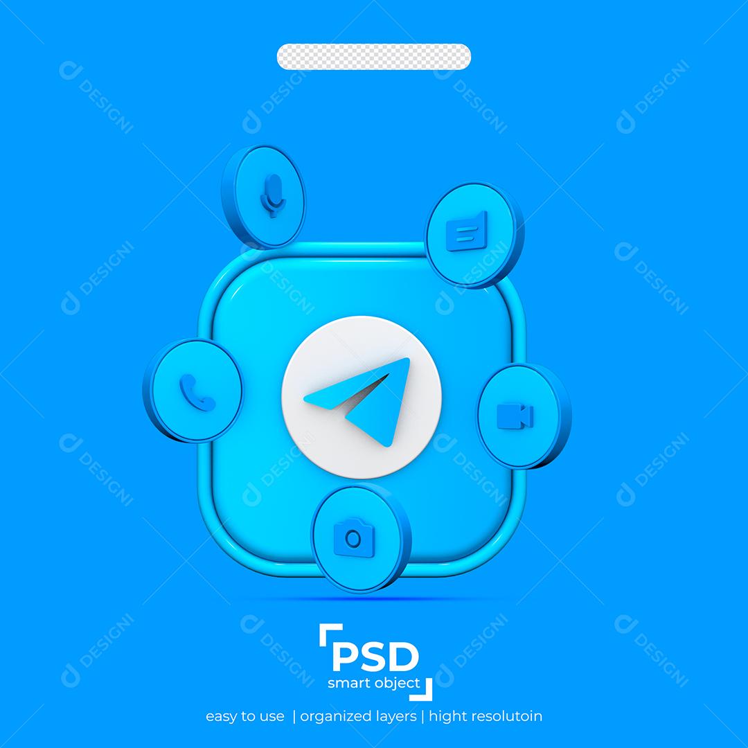 Telegram Elemento 3D Para Composição PSD