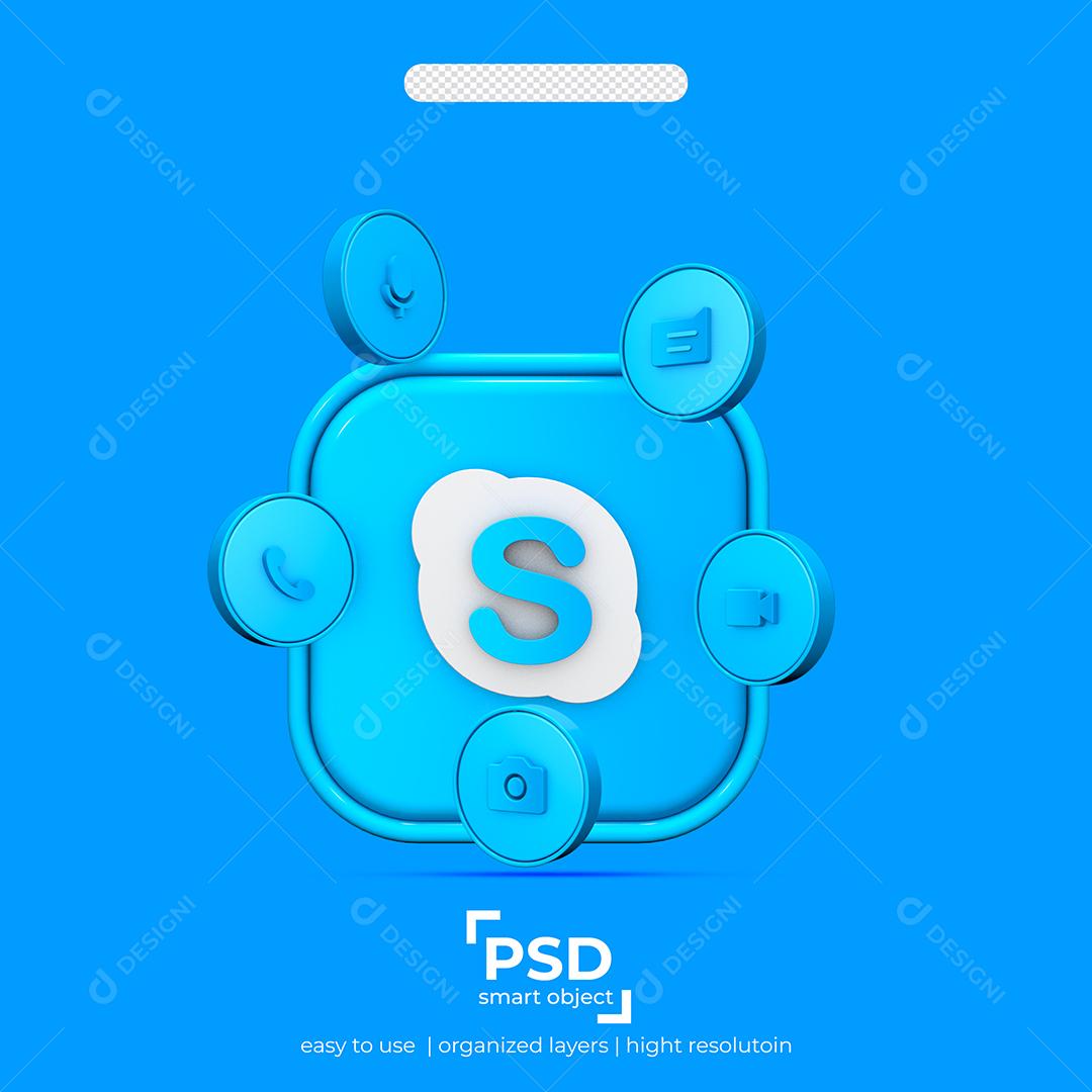 Skype 3D Elemento Para Composição PSD