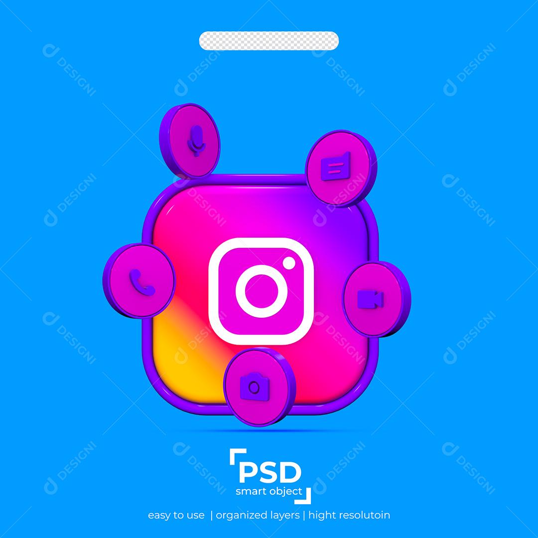 Instagram 3D Element For Composition PSD