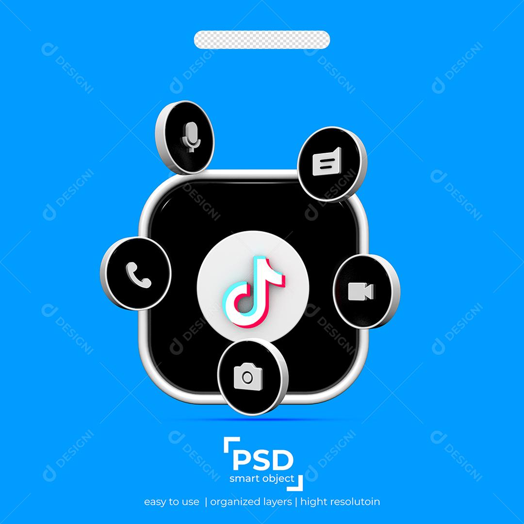 Tiktok Elemento 3D Para Composição PSD
