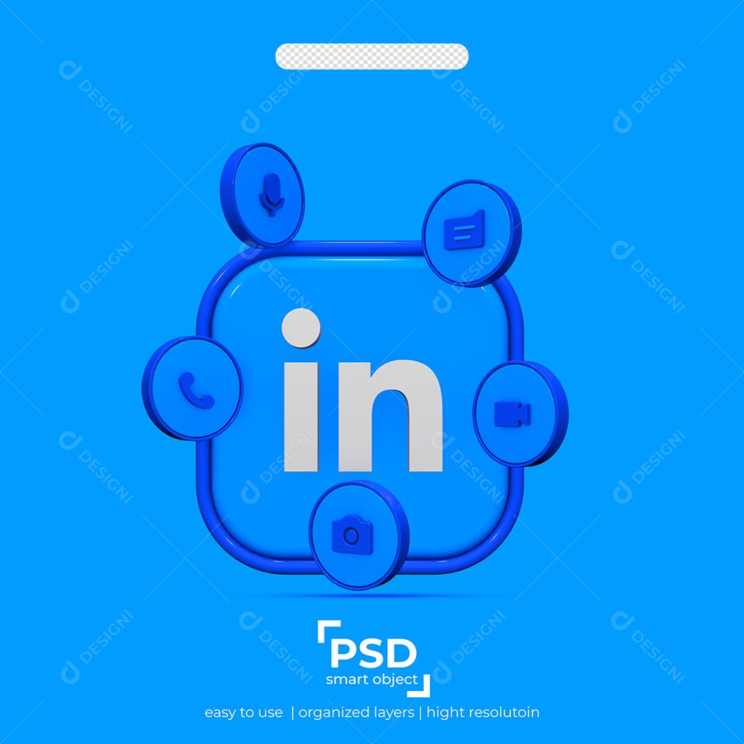 Linkedin Elemento 3D Para Composição PSD