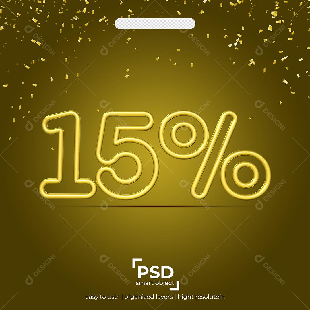 Número 3D linha dupla de 15% por cento de desconto Elemento PSD