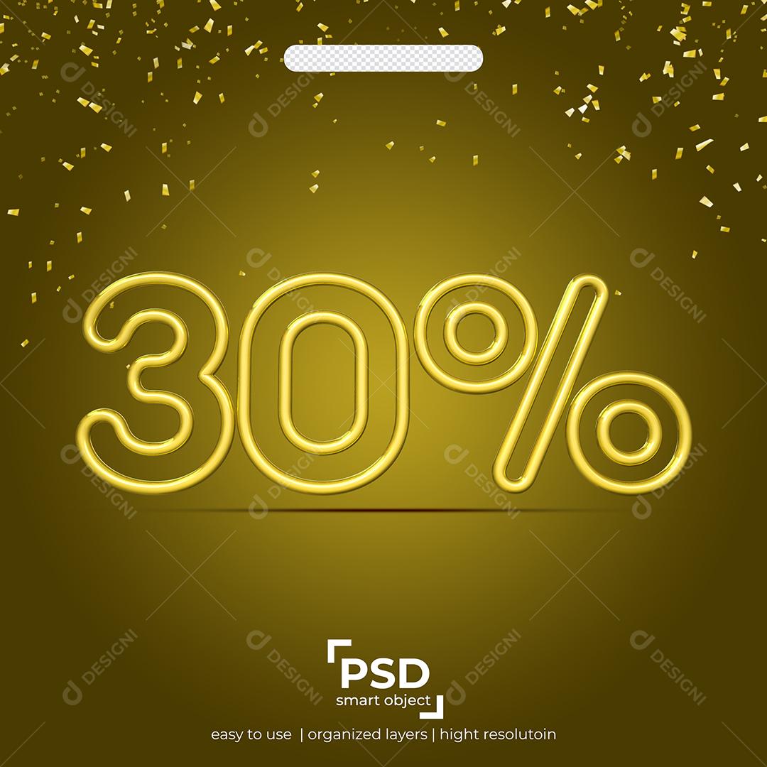 Número 3D linha dupla de 30% por cento de desconto Elemento PSD