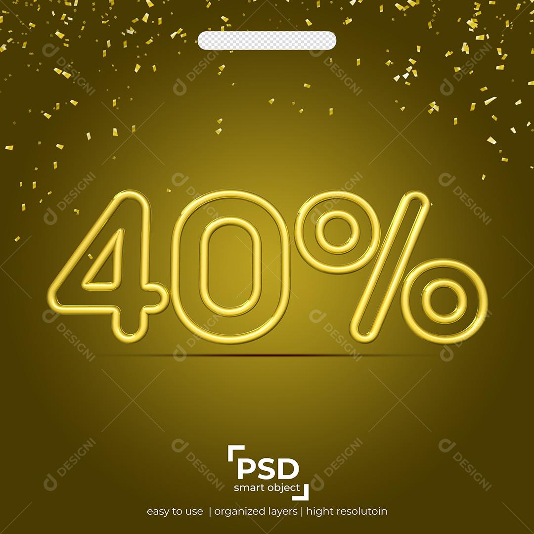 Número 3D linha dupla de 40% por cento de desconto Elemento PSD